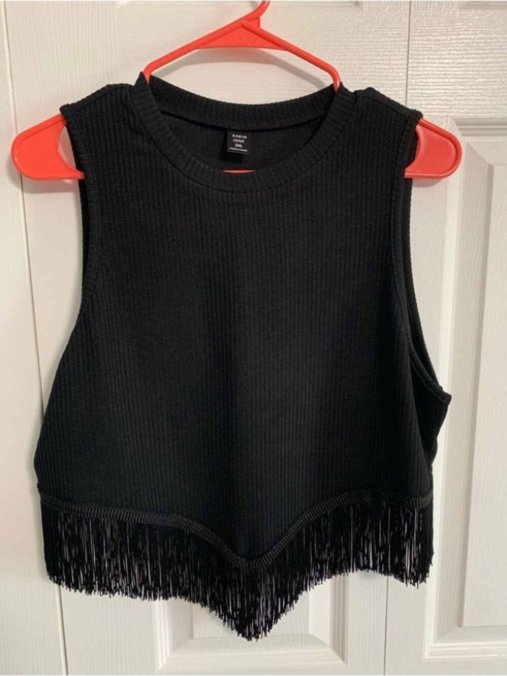 Shein Women’s Black Fringe Crop Top